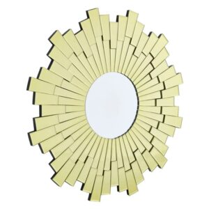 Dania Glitzy Small Circular Sunburst Design Wall Mirror In Gold