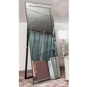 Kutztown Bevelled Edge Floor Standing Mirror With Black Stand