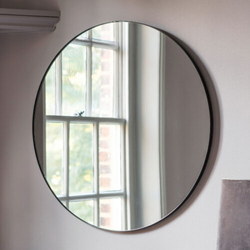 Benton Round Wall Mirror With Black Metal Frame - MirrorsToday.co.uk