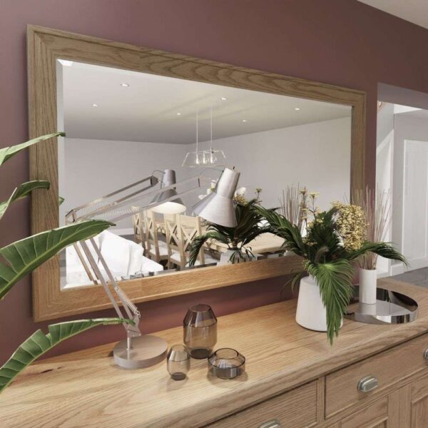 Hants Wall Mirror Large In Smoked Oak Wooden Frame