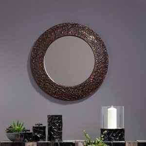 Almory Round Wall Bedroom Mirror In Copper Frame