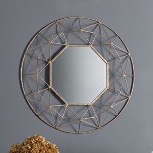 Carthage Round Metallic Wall Mirror In Gold