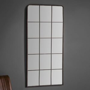 Rutherford Window Pane Design Wall Mirror In Rustic Metal Frame