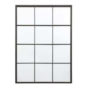 Chafers Large Window Pane Style Wall Mirror In Black Frame