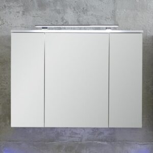 Dale Mirrored Wall Cabinet White High Gloss With 2 Doors And LED