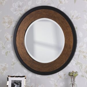 Laura Ashley Cara Mirror Round Mirror In Mottled Bronze And Black Finish 60cm