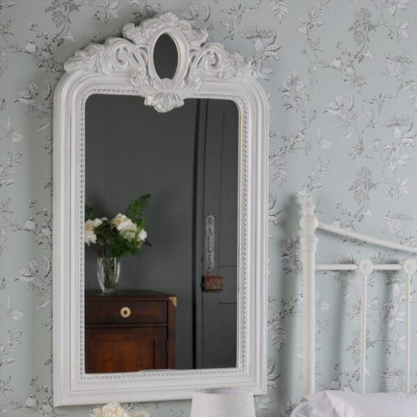 Laura Ashley Alana Rectangle Mirror In Distressed Ivory Finish